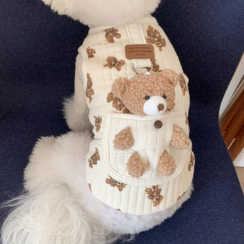 Bear Decor Fleece Dog Harness Vest-Softosy Pet Boutique