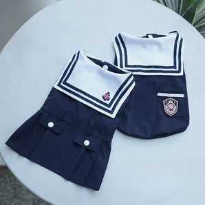 Navy Pattern Design Dog Cat Dress/Vest