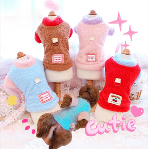 Soft Furry Color Block Dog Cat Harness Sweatshirt
