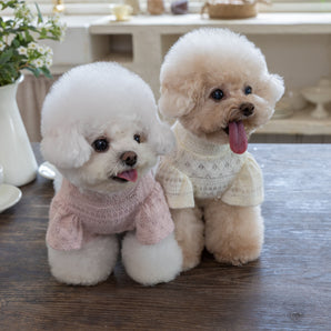 Hollowed Knitted Solid Color Dog Cat Sweater