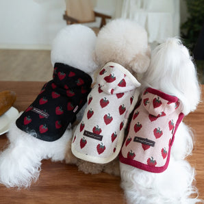 Strawberry Printed Hooded Dog Cat Cape