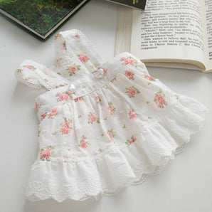 Sweet Floral Printed Buttoned Dog Cat Dress