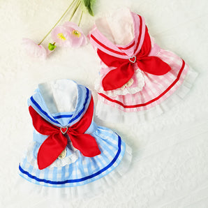 Sailor Scarf Plaid Pattern Dog Cat Dress