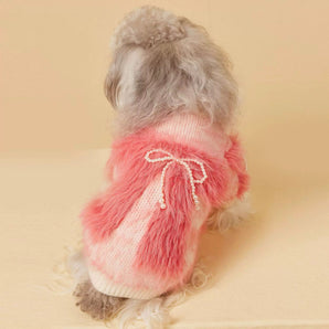 Pearl Bowknot Fringed Knitted Dog Cat Cardigan