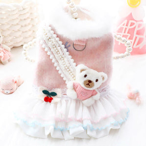 Bear Cheery Decor Furry Dog Cat Dress Harness