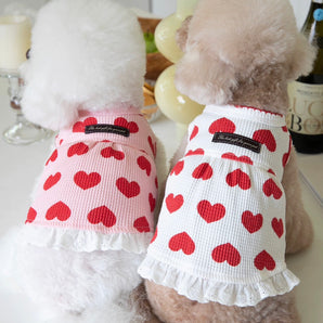 Vestito per cani e gatti in cotone con cuore dolce