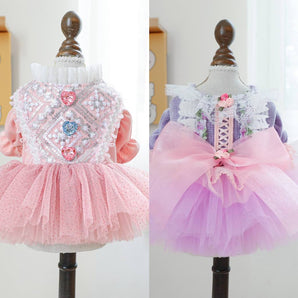 Heart Flower Dog Cat Princess Dress