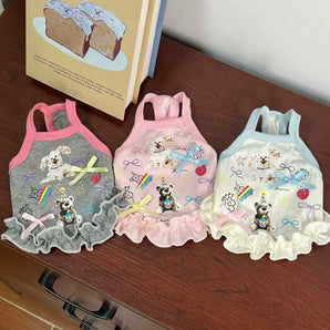 Cartoon Puppy Bear Bow Strap Dog Cat Vest