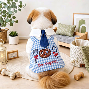 Playful Chef Uniform with Tie Dog Cat Shirt