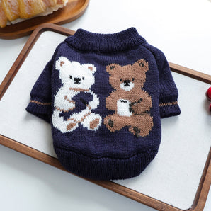 Cute Bear Heart Pattern Dog Cat Sweater