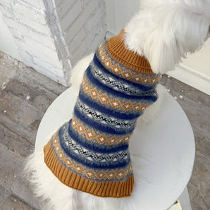 Casual Rhombic Striped Knitted Dog Cat Sweater