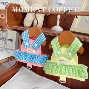 Sweet Contrast Color Plaid Dog Harness&Leash