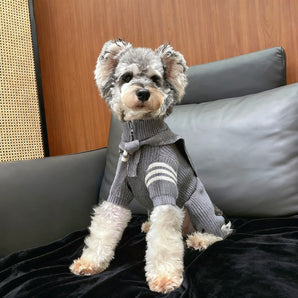 Warm Striped Knitted Dog Jumpsuits Cape