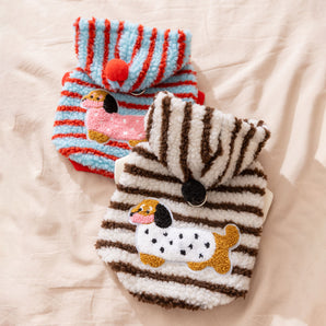 Fleece Striped Dachshund Dog Cat Harness Hoodie