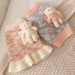 Doll Decor Multicolor Knitted Dog Cat Sweater