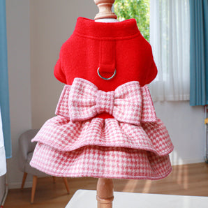 Bow Plaid Layered Dog Dress Harness