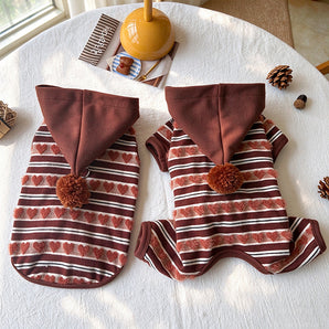 Heart Striped Hooded Dog Cat Jumpsuits/Vest