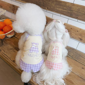 Sweet Plaid Bear Pattern Cotton Dog Cat Vest