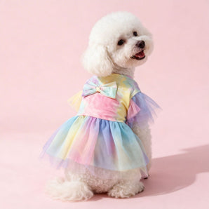 Tie-dyed Bow Decor Dog Cat Dress/Tee