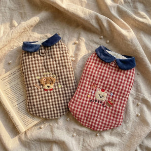 Retro Plaid Puppy Pattern Fleece Dog Cat Jacket