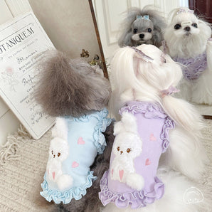 Fleece Rabbit Decor Ruffled Dog Cat Vest