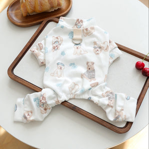 Snow Bear Puppy Soft Dog Cat Jumpsuits Pajama