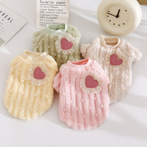 Heart Printed Fleece Dog Cat Sweater | Softosy Pet Boutique