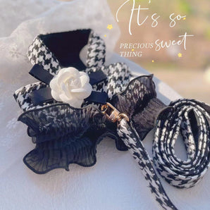 Houndstooth Lace Dog Cat Harness&Leash