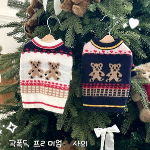 Cute Bear Pattern Color Block Dog Cat Sweater