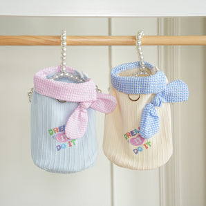 Plaid Bow Collar Decor Letter Printed Dog Cat Vest