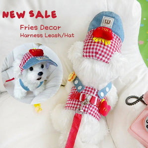 Fries Decor Dog Cat Harness Leash/Hat