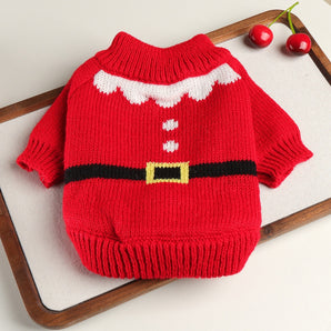 Christmas Santa Bow Dog Cat Knitted Sweater