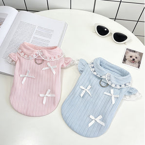 Lace Collar Ruffled Sleeves Dog Cat Harness T-Shirt