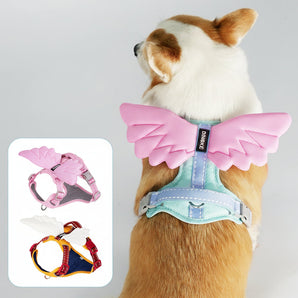Color Block Wing Decor Dog Harness Leash