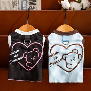 Color Block Bear Heart Dog Cat Vest