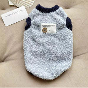Button Decor Color Block Warm Dog Cat Pullover