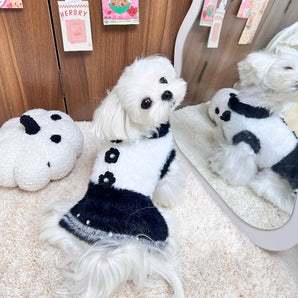 Pearl Flower Decor Dog Cat Sweater Dress Hat