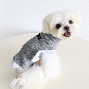 Lace Sleeves Light Dark Gray Dog Cat Vest