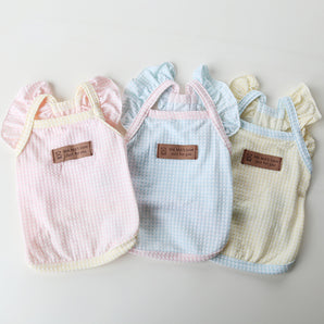 Gilet per cani e gatti in cotone dolce con maniche arricciate