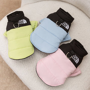Letter Color Block Fleece Warm Dog Cat Jacket