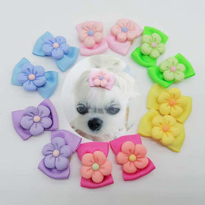 Elastico per capelli di cane e gatto con fiori, 6 pezzi