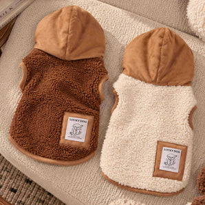 Fleece Solid Color Dog Cat Hooded Jacket