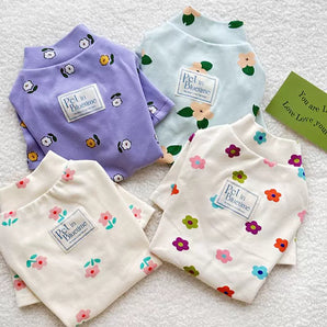 Cotton Flower Pattern Dog Cat Pullover