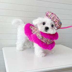 Plaid Dog Cape Harness with Leash&Hat