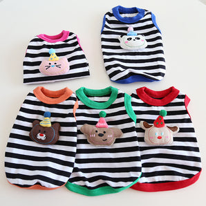 Striped Cute Animal Decor Dog Cat Vest