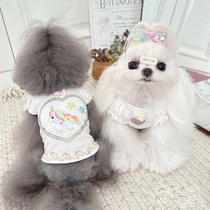 Unicorn Heart Pattern Dog Cat T-shirt