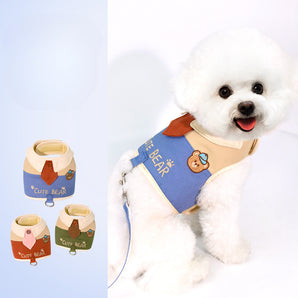 Color Block Tie Pattern Dog Harness&Leash Set