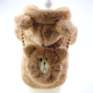 Bear Pattern Faux Fur Dog Cat Coat | Softosy Pet Boutique