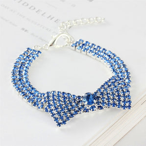 Collare per cani e gatti con fiocco in strass