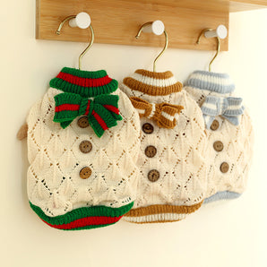 Sweet Bowknot Knitted Cat Dog Sweater